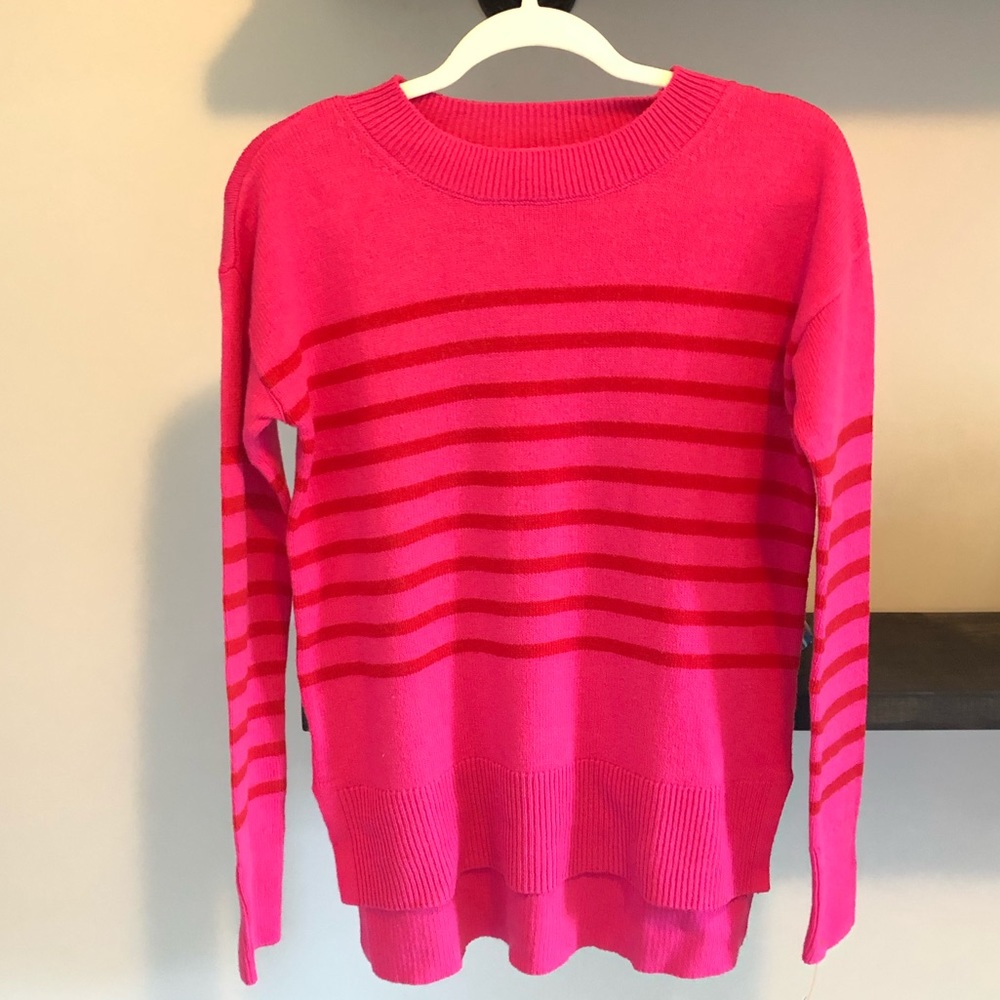 GAP Crazy Crewneck Tun Pink Stripe Long Sleeve
